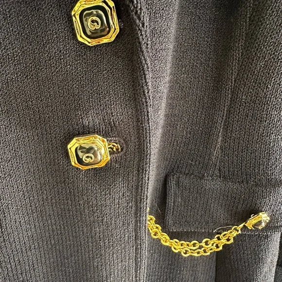 St. John Dark Blue Blazer with Gold Accents - Picture 5 of 7